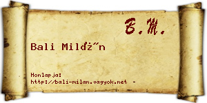 Bali Milán névjegykártya